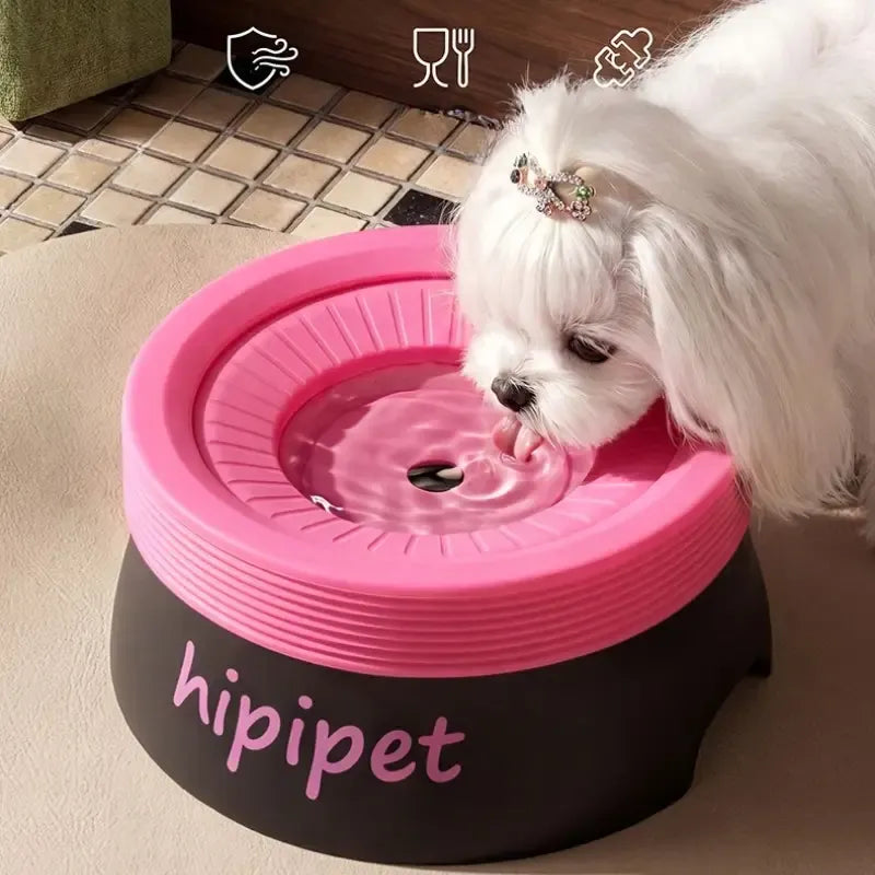 Pet Essential | Splash-Proof Non-Wet Mouth Water Bowl, Dogs and Cats Drink Freely and More Hygienically(Blackberry rose powder 600ML)