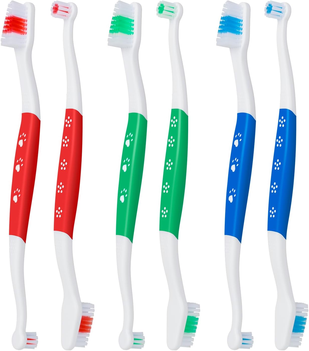 Petluno Pet Toothbrush for Dogs, Cats, Double Headed with Soft Bristles, Easy Teeth Cleaning, Non Slip Dog Toothbrushes in Bulk (Pack of 6) 6 Pcs