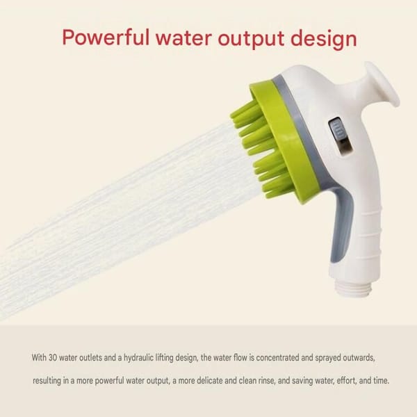 Orange Pet Bathing Shower Sprayer Brush with Water Control Switch Control Dog Grooming Massage Shampoo Rinse Tool