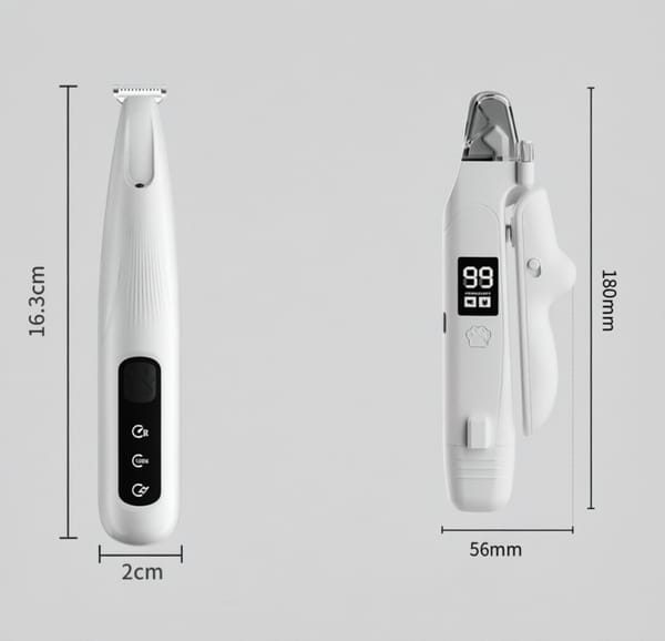 2 in 1 Pet Nail Clipper and Paw Trimmer Set USB Rechargeable Dog Cat Grooming Kit with LED Display Low Noise Nail Grinder and Foot Hair Clipper