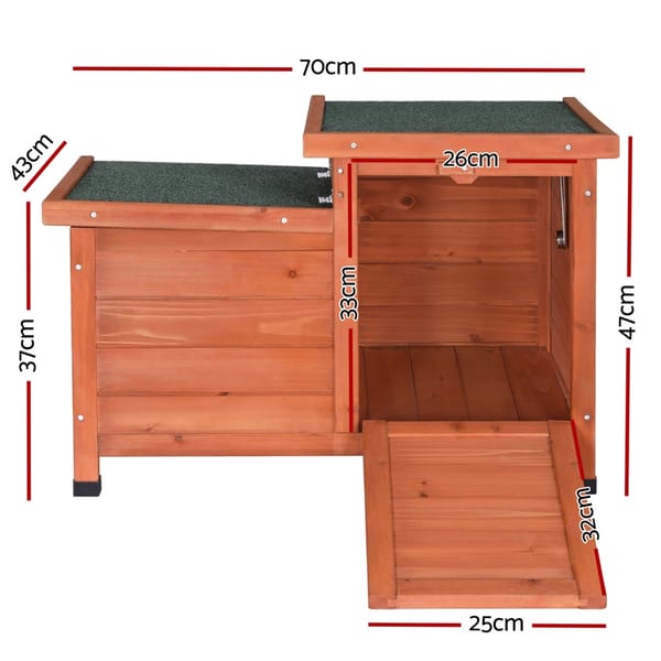 i.Pet Outdoor Cat House Rabbit Hutch Wooden Shelter Indoor Cat House Outdoor Condo Small Enclosure