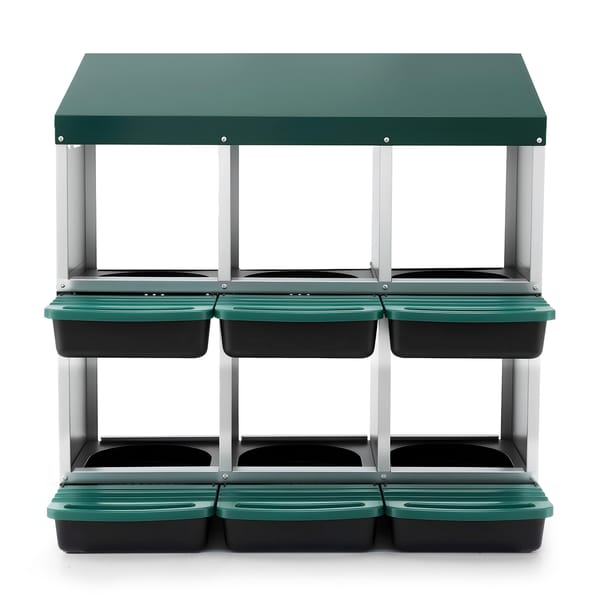 i.Pet Chicken Nesting Box Roll Away Metal Nesting Box Wall Mounted 6 Holes Green