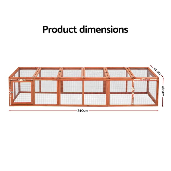 i.Pet Chicken Coop Wooden Pet Run Rabbit Hutch Large Outdoor Cage with Play Area Brown