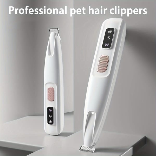 Pet grooming clippers with LED assisted lighting Safe low-noise USB/battery life Pet grooming electric clippers with LED assist lighting Safe low noise USB / battery life
