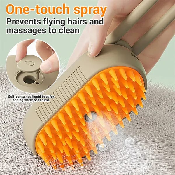 2 Piece Pet Steam Brush Set 3 in 1 Electric Spray Hair Removal Comb, White and Brown, USB
