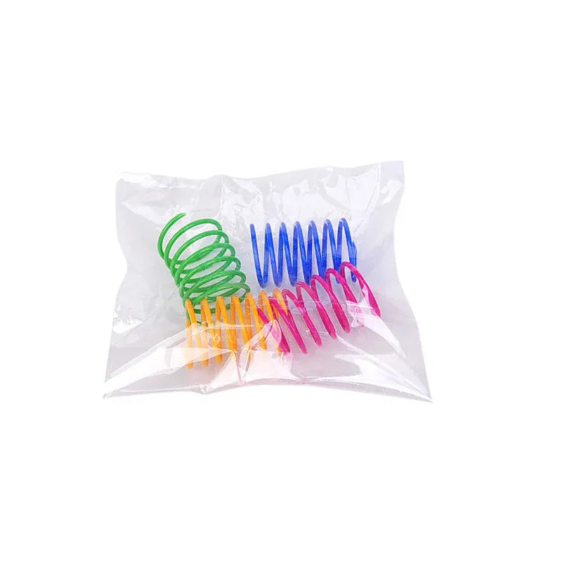 8 Pack Plastic Spring Cat Toy Interactive Play Ball