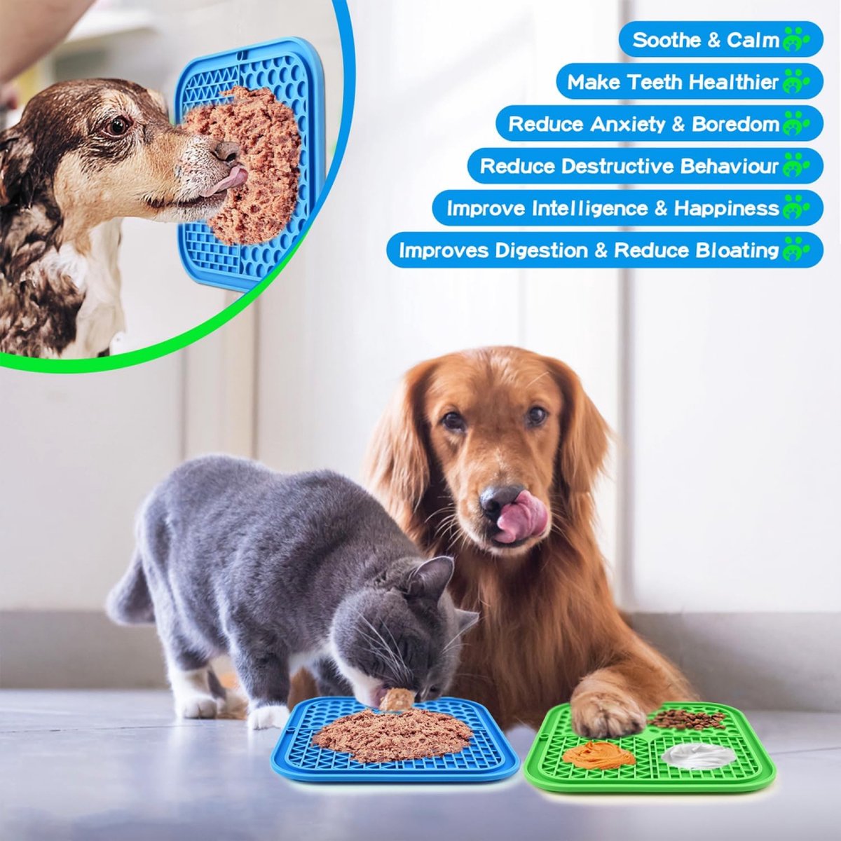 Dog Lick Mat – Slow Feeder with Suction Cups - BPA-Free Silicone – 2 Pack
