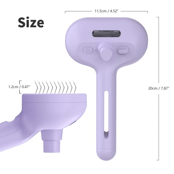 Self-Cleaning Brush - Antistatic - Pet - 3-in-1 - Purple - 1st