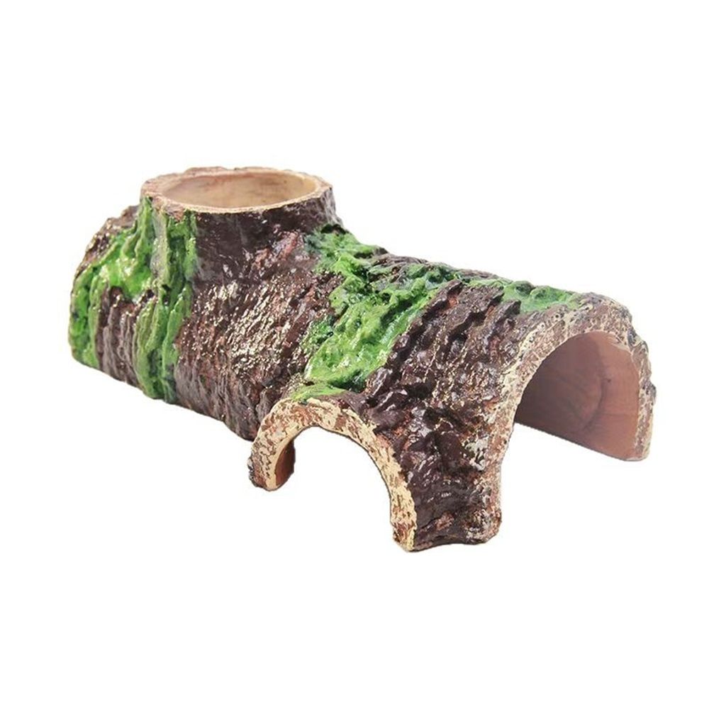 Reptile Gecko Hide Cave Natural Looking Basking Platform Terrarium Decor Resin Hollow Hide Cave for Lizard Leopard Gecko Accessories