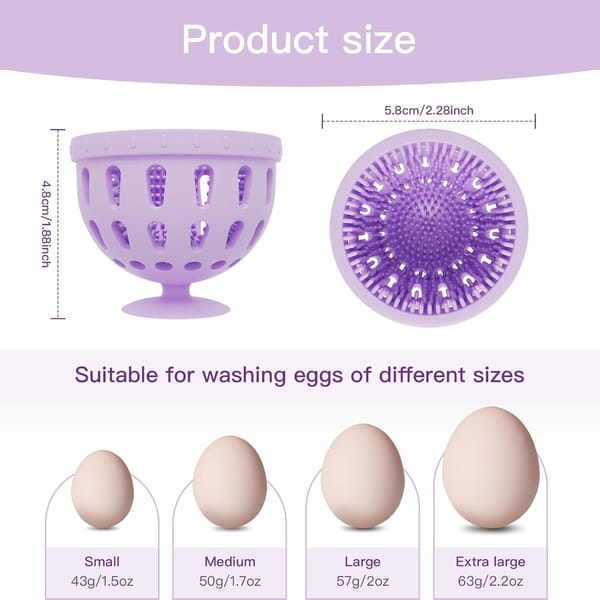 Silicone Egg Brush Cleaner with Suction Cup, Premium Fresh Egg Washer and Brush for Easy Cleaning of Farm-Fresh Eggs (Green)