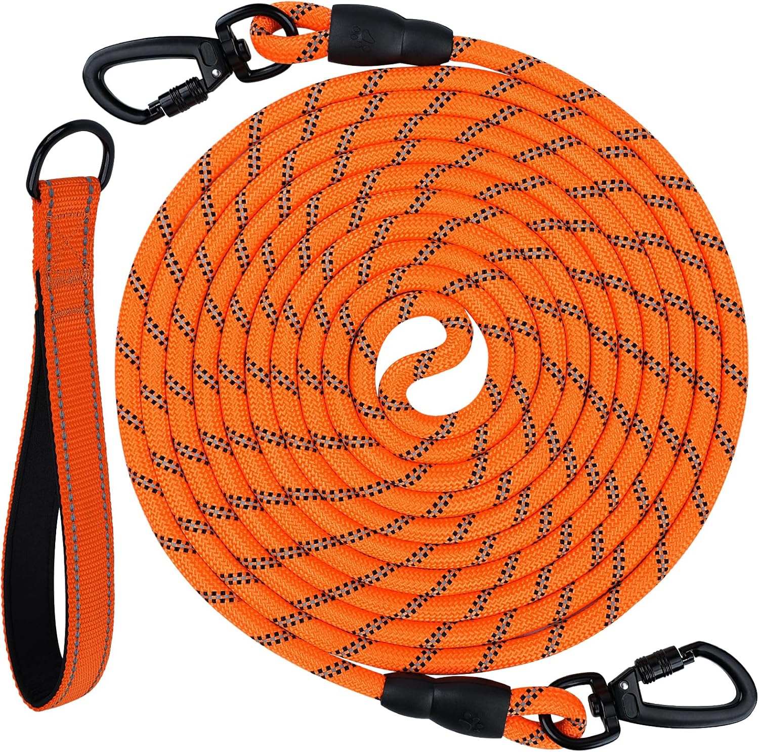 Long Leash for Dog with Removable Padded Handle, Heavy Duty Lead Large Medium Dogs, Reflective Training Play, Camping, Backyard Tie Out, Orange, 30FT Orange