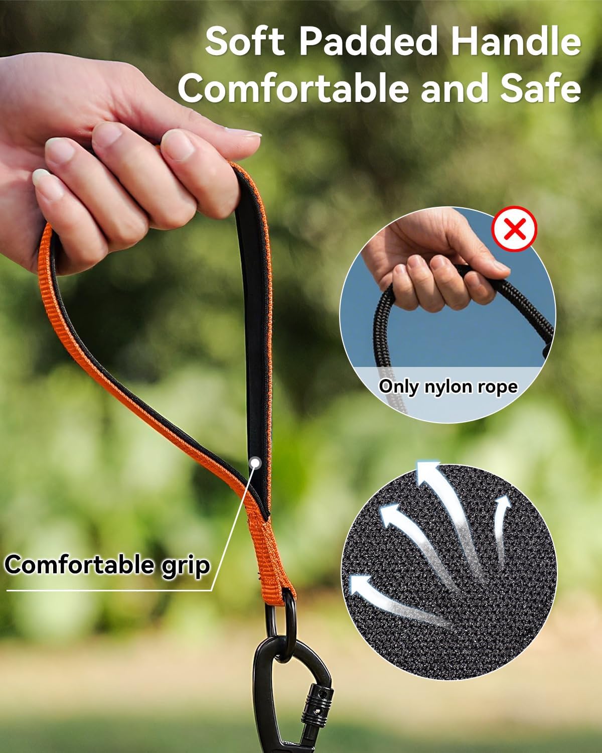 30FT Long Dog Leash – Heavy-Duty Reflective Training Lead with Padded Handle – Orange