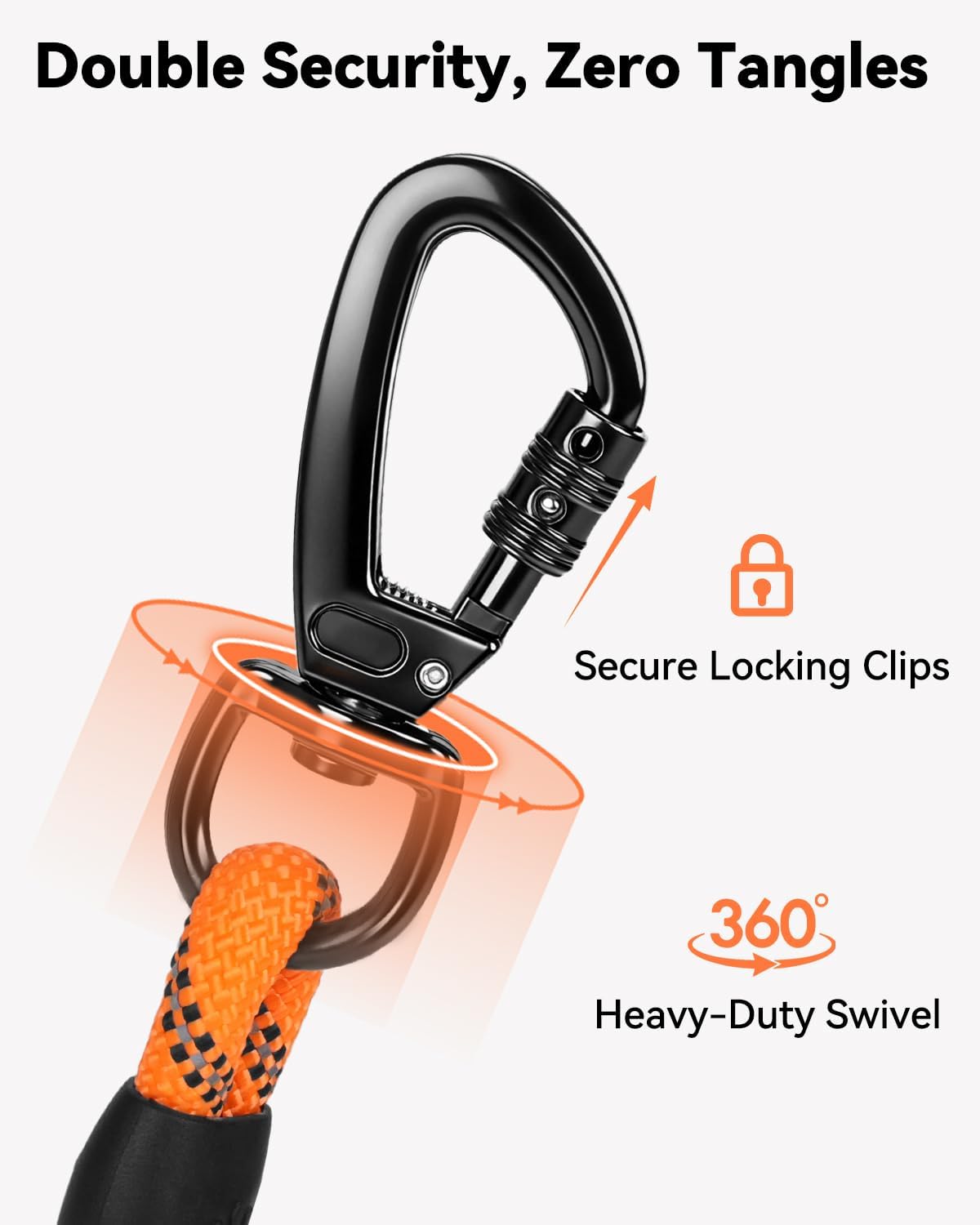 30FT Long Dog Leash – Heavy-Duty Reflective Training Lead with Padded Handle – Orange