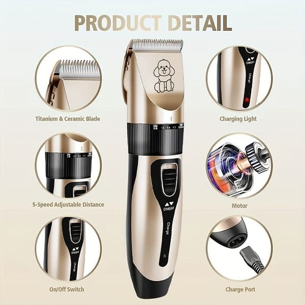 Quiet Pet Grooming Clipper Set for Home Use, Rechargeable Professional Grooming Clipper, Complete Grooming Tool Kit