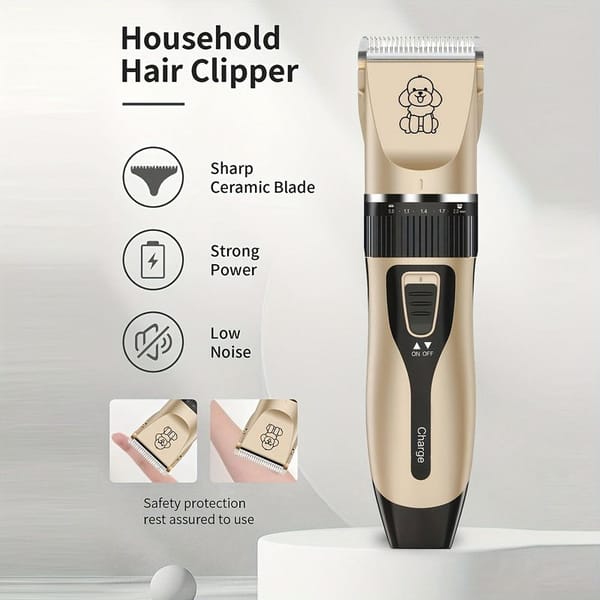 Quiet Pet Grooming Clipper Set for Home Use, Rechargeable Professional Grooming Clipper, Complete Grooming Tool Kit