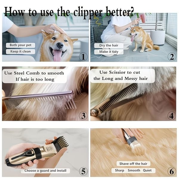 Quiet Pet Grooming Clipper Set for Home Use, Rechargeable Professional Grooming Clipper, Complete Grooming Tool Kit