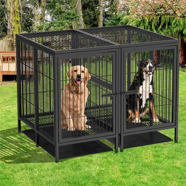 Giant Dog Cage Indoor Outdoor Super-Hard Metal Kennel Pet Playpen W Tray&Divider
